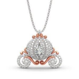 Jeulia "Cinderella's Dream" Pumpkin Carriage Sterling Silver Necklace